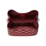 GUCCI GG Emblem GG interwoven pattern, gold hardware bucket bag, single-shoulder handbag, small size for women, red