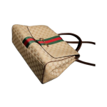 GUCCI Paparazzo\'s signature horsebit buckle webbing design single-shoulder handbag for women, large size in sand and brown