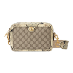 GUCCI retro gold hardware zipper opening and closing crossbody single-shoulder bag for men, beige and ebony color