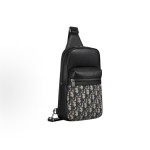 DIOR Rider 2.0 brand logo zipper opening crossbody single-shoulder bag for men, black