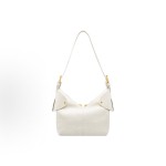 DIOR Voyage retro golden finish metal pendant single-shoulder bag, small size for women, cream white