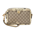 GUCCI retro gold hardware zipper opening and closing crossbody single-shoulder bag for men, beige and ebony color