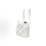 DIOR Caro adjustable shoulder strap flap drawstring opening and closing backpack, medium size for women, white