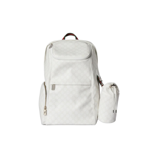 GUCCI Double G zipper openable backpack for men, large size, white