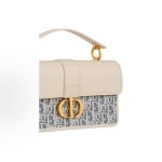 DIOR 30 Montaigne Blue coir effect checkered fabric single-shoulder handbag for women in beige
