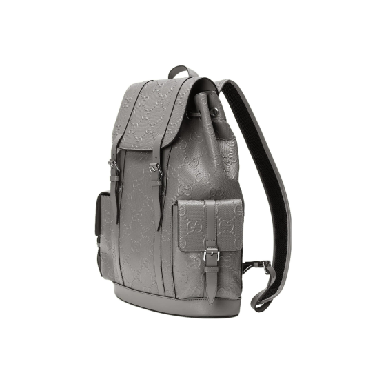 GUCCI vintage Logo embossed large-capacity schoolbag, backpack, backpack, regular men\'s style, gray