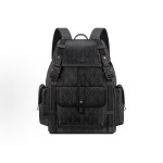 DIOR CD Diamond logo nylon jacquard diamond-shaped backpack backpack, large men\'s black