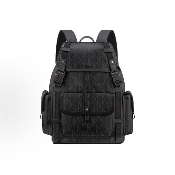 DIOR CD Diamond logo nylon jacquard diamond-shaped backpack backpack, large men\'s black