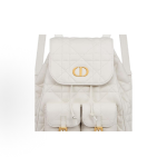 DIOR Caro adjustable shoulder strap flap drawstring opening and closing backpack, medium size for women, white