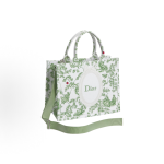 DIOR BookTote Four-leaf Clover embroidered Tote bag, shopping bag, single-shoulder crossbody handbag, medium-sized women\'s style, green and white