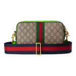 GUCCI Ophidia Double G logo zipper opening canvas bag, single-shoulder crossbody bag, small men\'s style, beige, ebony and fluorescent green