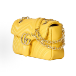 GUCCI GG Marmont herringbone design gold hardware single-shoulder bag, small size for women in yellow