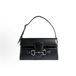 GUCCI Horsebit Ristretto Primavera iconic horsebit buckle pattern single-shoulder bag, medium size for women, black