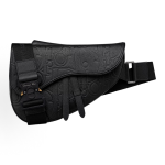 DIOR\'s signature embossed pattern magnetic flap opening and closing saddle bag crossbody bag, men\'s black