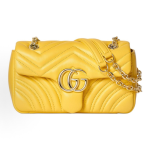 GUCCI GG Marmont herringbone design gold hardware single-shoulder bag, small size for women in yellow