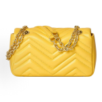 GUCCI GG Marmont herringbone design gold hardware single-shoulder bag, small size for women in yellow