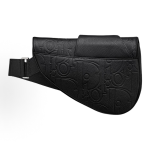 DIOR\'s signature embossed pattern magnetic flap opening and closing saddle bag crossbody bag, men\'s black