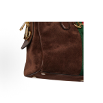 GUCCI Borsetto brand logo, golden metal Boston bag, shoulder bag, medium size for women, dark brown