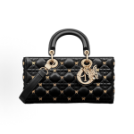 DIOR Lady D-Joy detachable and adjustable shoulder strap butterfly rivet-decorated Princess bag, single-shoulder crossbody handbag, medium size for women, black