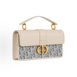 DIOR 30 Montaigne Blue coir effect checkered fabric single-shoulder handbag for women in beige