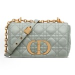 DIOR Caro rattan checkered metal chain handbag, single-shoulder crossbody bag, small size for women, grey