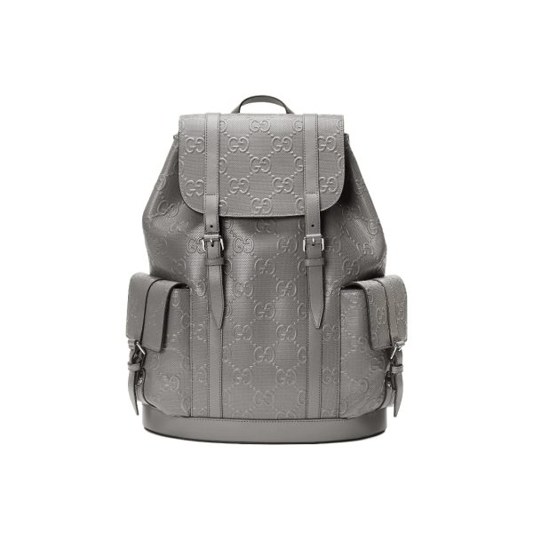GUCCI vintage Logo embossed large-capacity schoolbag, backpack, backpack, regular men\'s style, gray