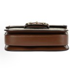 GUCCI Horsebit 1955 monogram Logo saddle bag, hand-held crossbody single-shoulder bag, small size, unisex, ebony color with brown