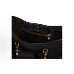 GUCCI Bamboo golden combination tote bag, large size for women, black