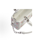 DioramourLady D-Joy, a super mini white handbag with multi-color Doves & Roses pattern embroidery