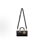 DIOR Lady D-Joy detachable and adjustable shoulder strap butterfly rivet-decorated Princess bag, single-shoulder crossbody handbag, medium size for women, black
