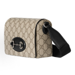GUCCI Horsebit 1955 Silver hardware accessories single-shoulder bag mini for women, beige and black