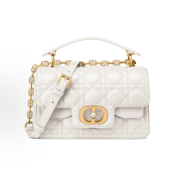 DIOR Jolie CD logo detachable and adjustable shoulder strap, wister-patterned single-shoulder crossbody handbag, small size for women, cream white