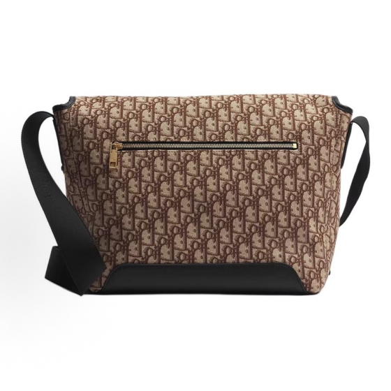 DIOR Jett jacquard shoulder strap CD buckle messenger bag, single-shoulder crossbody bag, medium size, unisex couple style, brown
