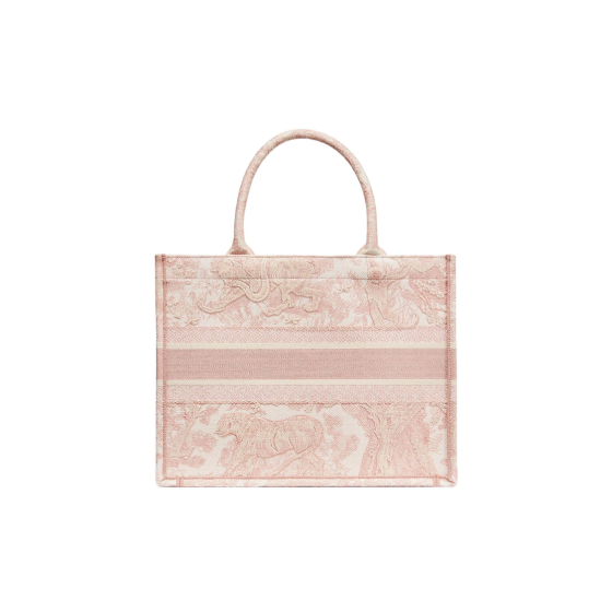 DIOR BookTote classic brand Logo embroidered handbag, Tote bag, shopping bag, medium-sized handbag, pink for women