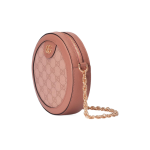 GUCCI Ophidia monogram full-print zipper opening and closing chain round bag crossbody single-shoulder bag mini women\'s pink