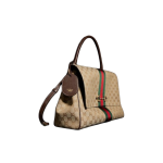 GUCCI Paparazzo\'s signature horsebit buckle webbing design single-shoulder handbag for women, large size in sand and brown