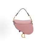 DIOR Saddle magnetic D-shaped buckle adjustable and detachable shoulder strap saddle bag, mini women\'s crossbody handbag, retro pink