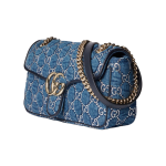 GUCCI GG Marmont Double G logo sliding chain hand-held crossbody single-shoulder bag for women, blue