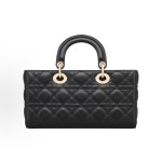 DIOR Lady D-Joy light gold metal brand pendant, adjustable and detachable shoulder strap, Toffee bag, single-shoulder bag, medium-sized handbag, black for women