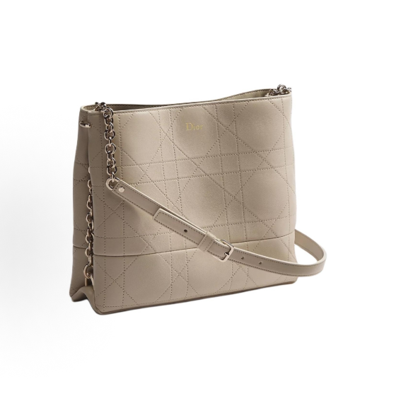 DIOR Trianon is a soft and lustrous single-shoulder crossbody bag in beige for women