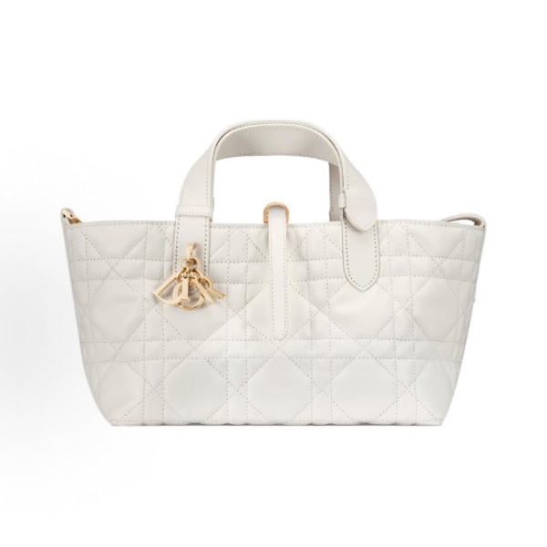 DIOR Toujours oversized wire-patterned metal pendant single-shoulder handbag, small size for women, cream white