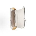 DIOR Saddle stirrup D-shaped pendant, retro gold finish, metal CD logo, saddle bag, single-shoulder crossbody bag, handbag, women\'s style, cream white