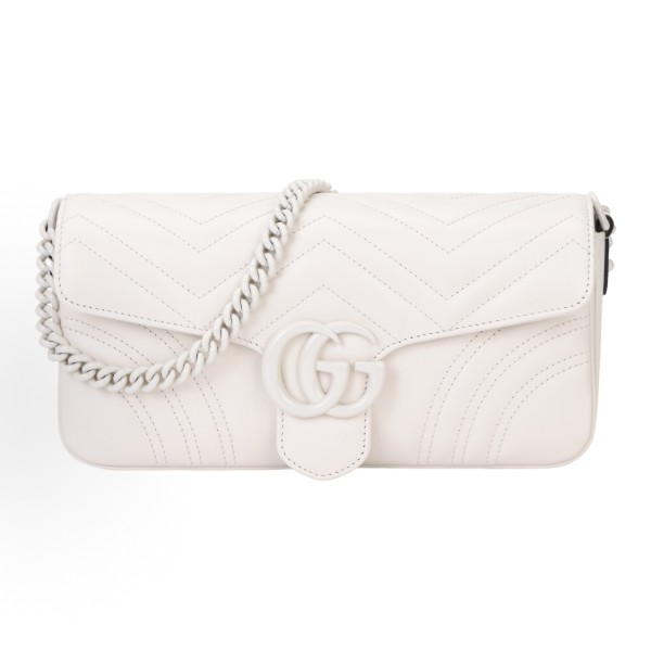 GUCCI GG Marmont Double G logo detachable shoulder strap quilted crossbody bag, white for women