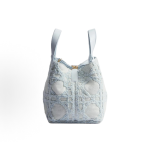 DIOR Toujours three-check rattan embroidery design handbag, medium-sized for women in blue