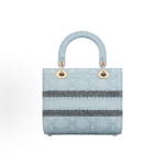 DIOR Lady D-Lite detachable wide shoulder strap wicker pattern single-shoulder crossbody handbag, medium size for women, sky blue