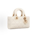 DIOR Lady D-Joy light gold finish pendant, detachable and adjustable shoulder strap, single-shoulder crossbody bag, Princess handbag, small size, women\'s style, cream white