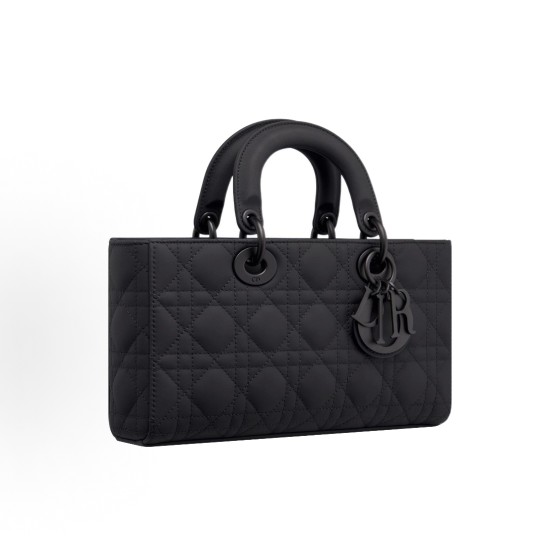 DIOR Lady D-JOY brand pendant Jacquard bag, single-shoulder crossbody handbag, medium size for women, black