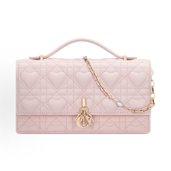 DIOR My Dior Mini Women\'s Pink handbag with heart pattern stitching