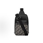 DIOR Rider 2.0 brand logo zipper opening crossbody single-shoulder bag for men, black