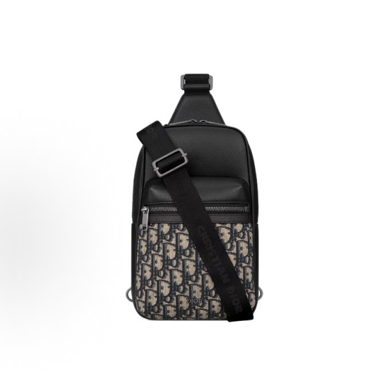 DIOR Rider 2.0 brand logo zipper opening crossbody single-shoulder bag for men, black